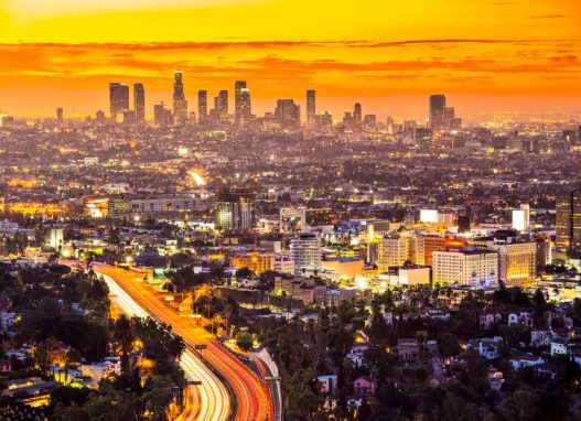 los angeles sunset aerial view